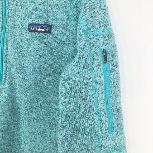 Patagonia Mint Green Gray Mottled Quarter Zip Knit Fleece Pullover - Picture 5 of 14